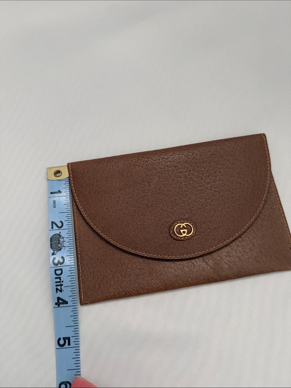 Gucci Vintage Accessory Collection Leather Envelope Pouch with Gold Logo - Picture 9 of 9